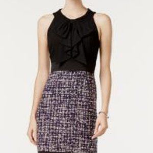 Anne Klein Ruffled Tweed Sheath Dress